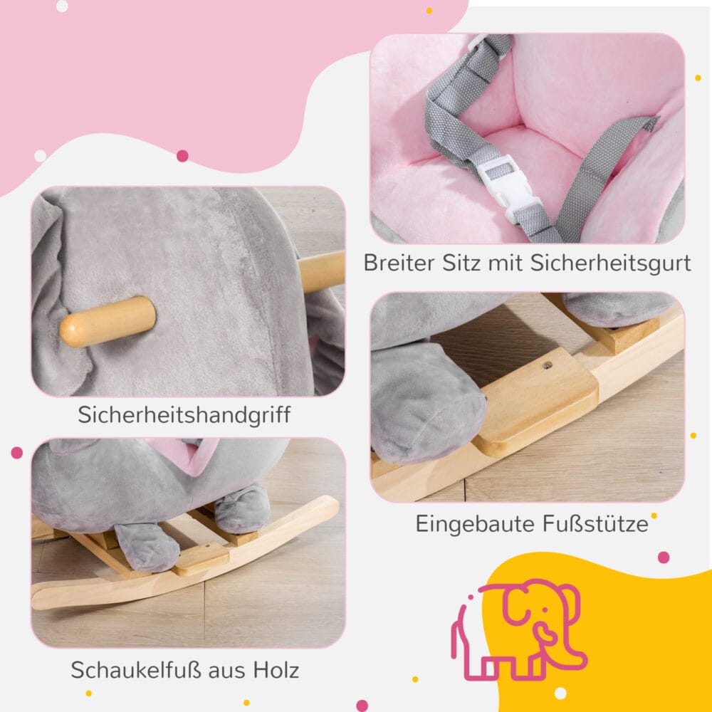 Schaukeltier Elefant mit Sound 60cmx33cmx45cm