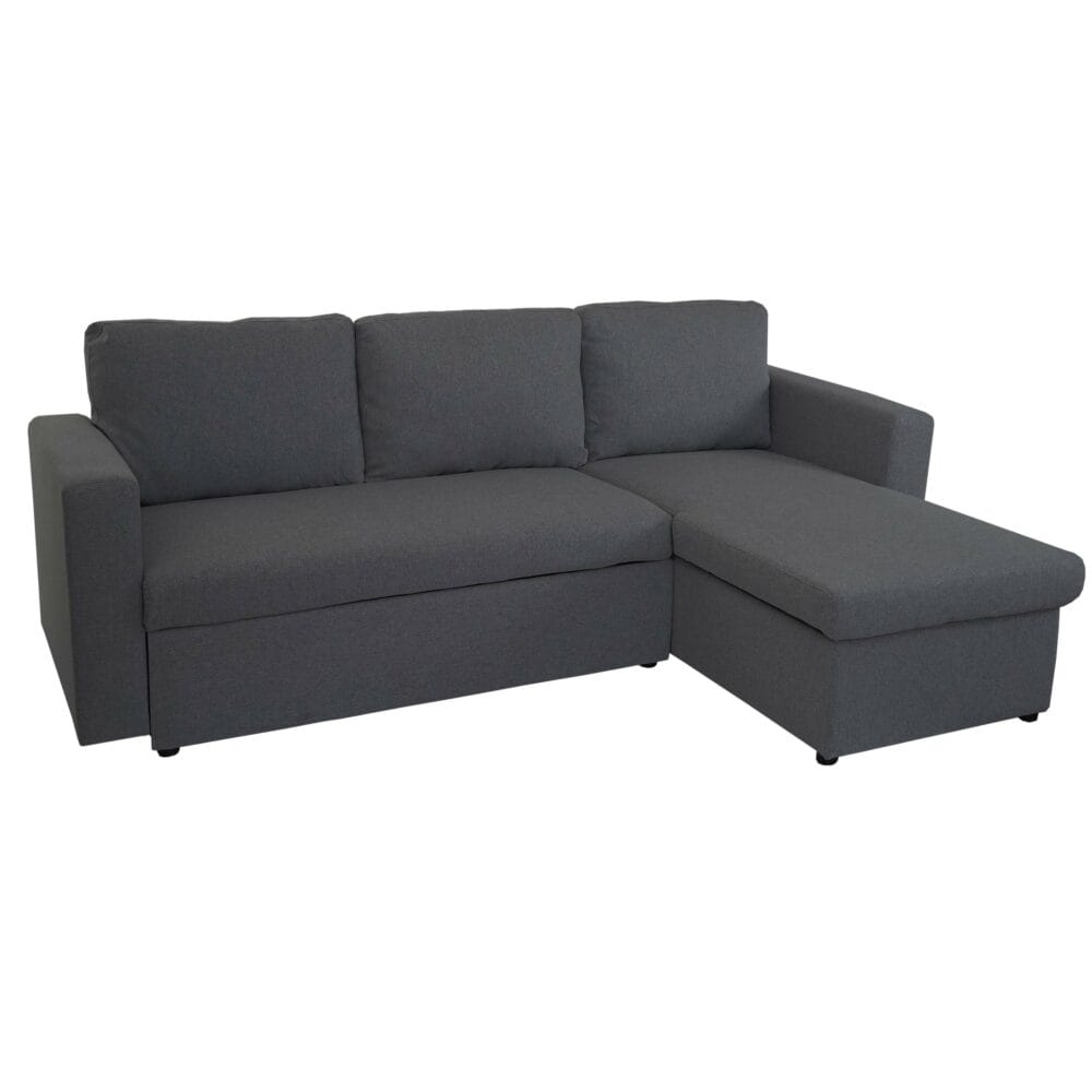 Schlafsofa Ecksofa 220x152cm Stoff/Textil ~ dunkelgrau