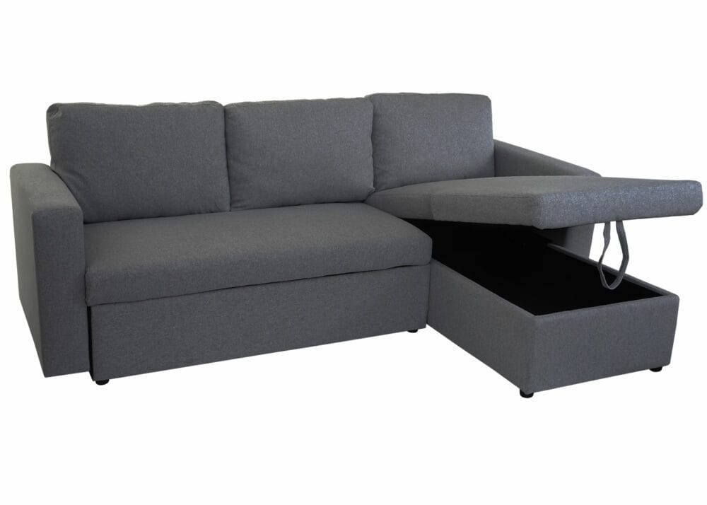 Schlafsofa Ecksofa 220x152cm Stoff/Textil ~ dunkelgrau