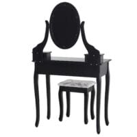 Schminktisch Kosmetiktisch drei Schubladen und Hocker schwarz