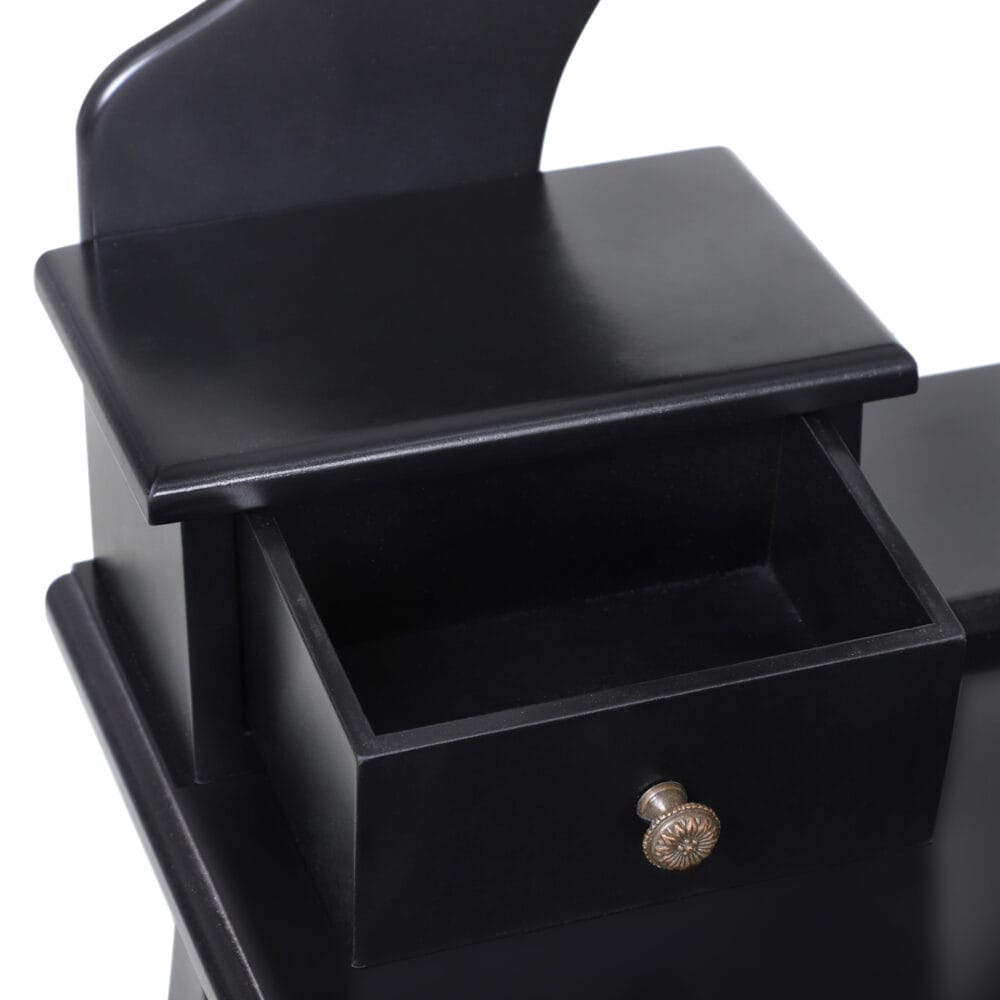 Schminktisch Kosmetiktisch drei Schubladen und Hocker schwarz
