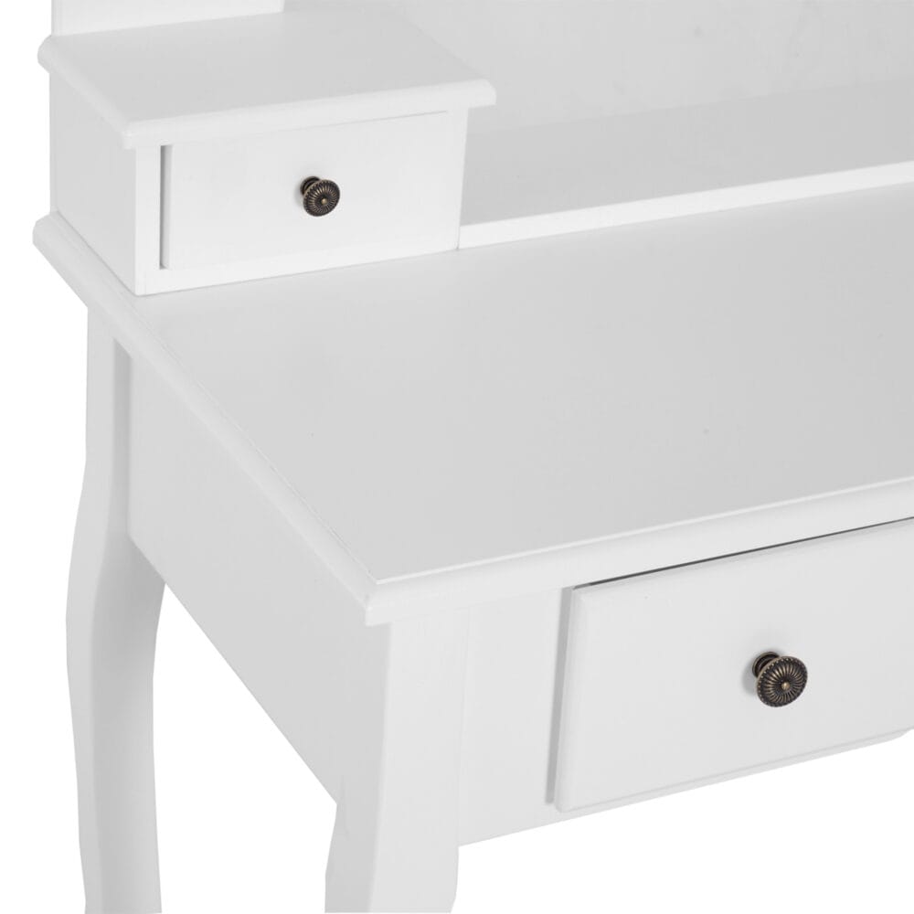 Schminktisch Kosmetiktisch drei Schubladen und Hocker weiss