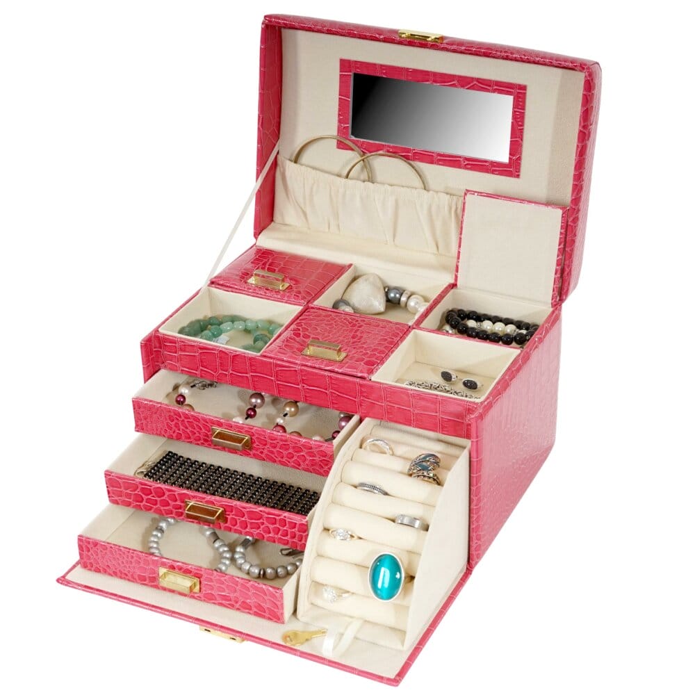 Schmuckkoffer Schmuckschatulle Monaco rosa crocodile