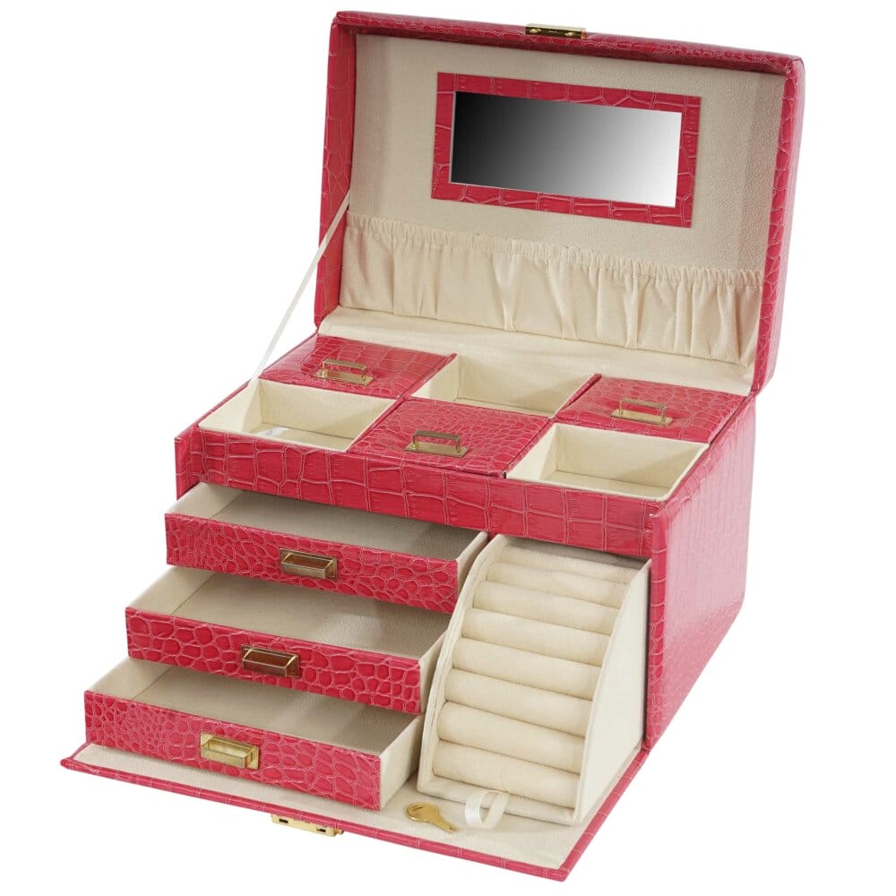 Schmuckkoffer Schmuckschatulle Monaco rosa crocodile