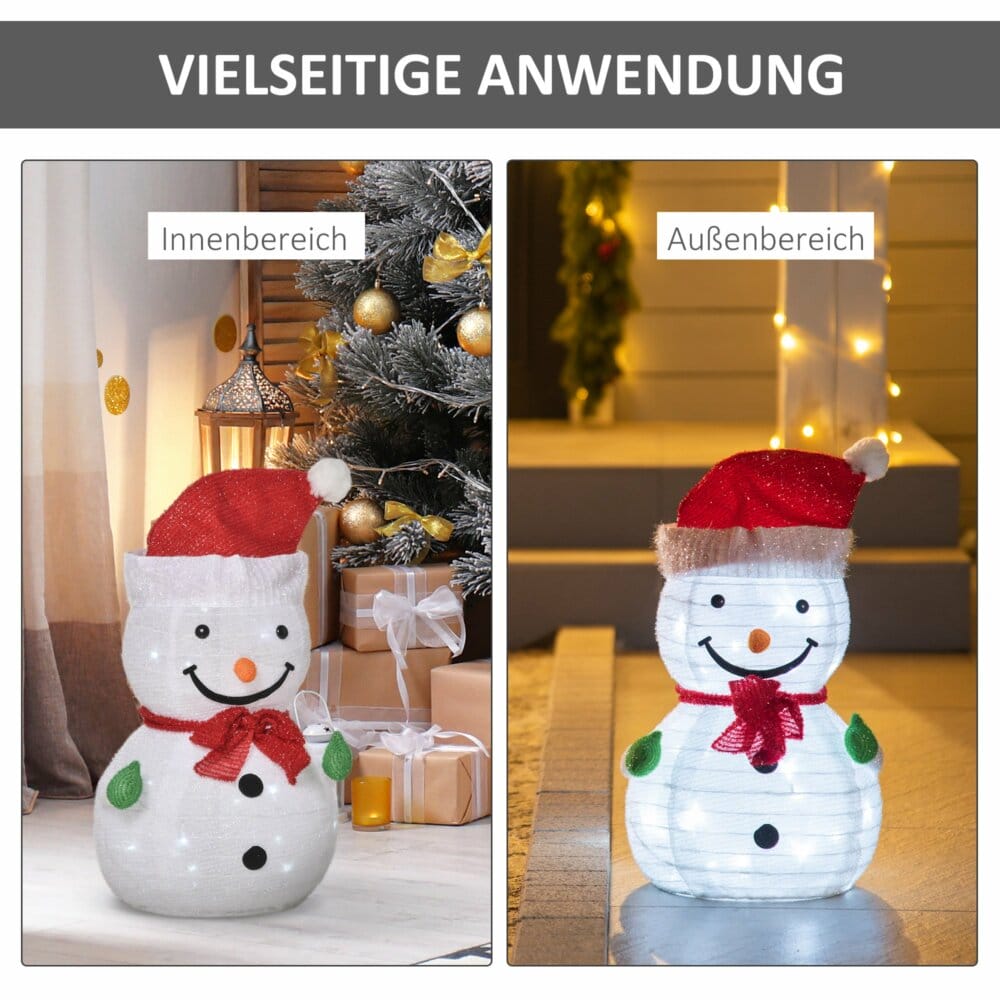 Schneemann mit LED 30 cm x 30 cm x 51 cm