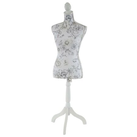 Schneiderpuppe Fiberglas ~ Weiss mit Blumen