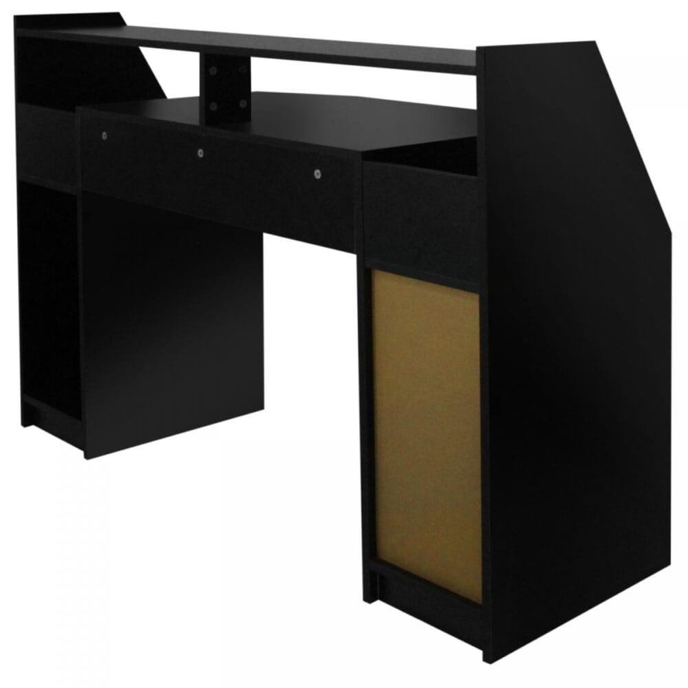 Schreibtisch 123x55x90cm Schwarz mit Schubladen