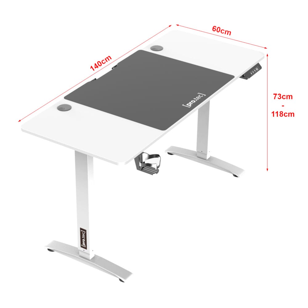 Höhenverstellbarer Tisch Salinas elektrisch 140x60cm Weiss