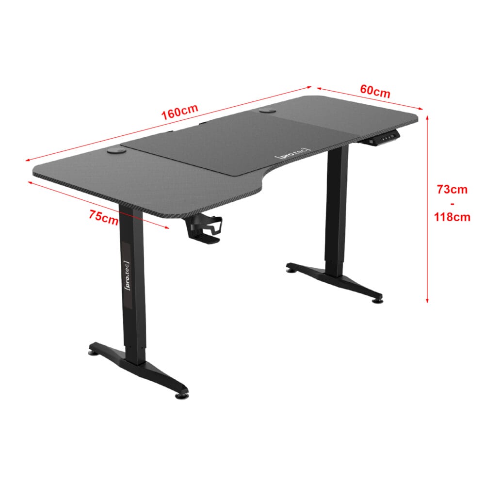 Höhenverstellbarer Tisch Oxnard elektrisch 160x75cm Schwarz