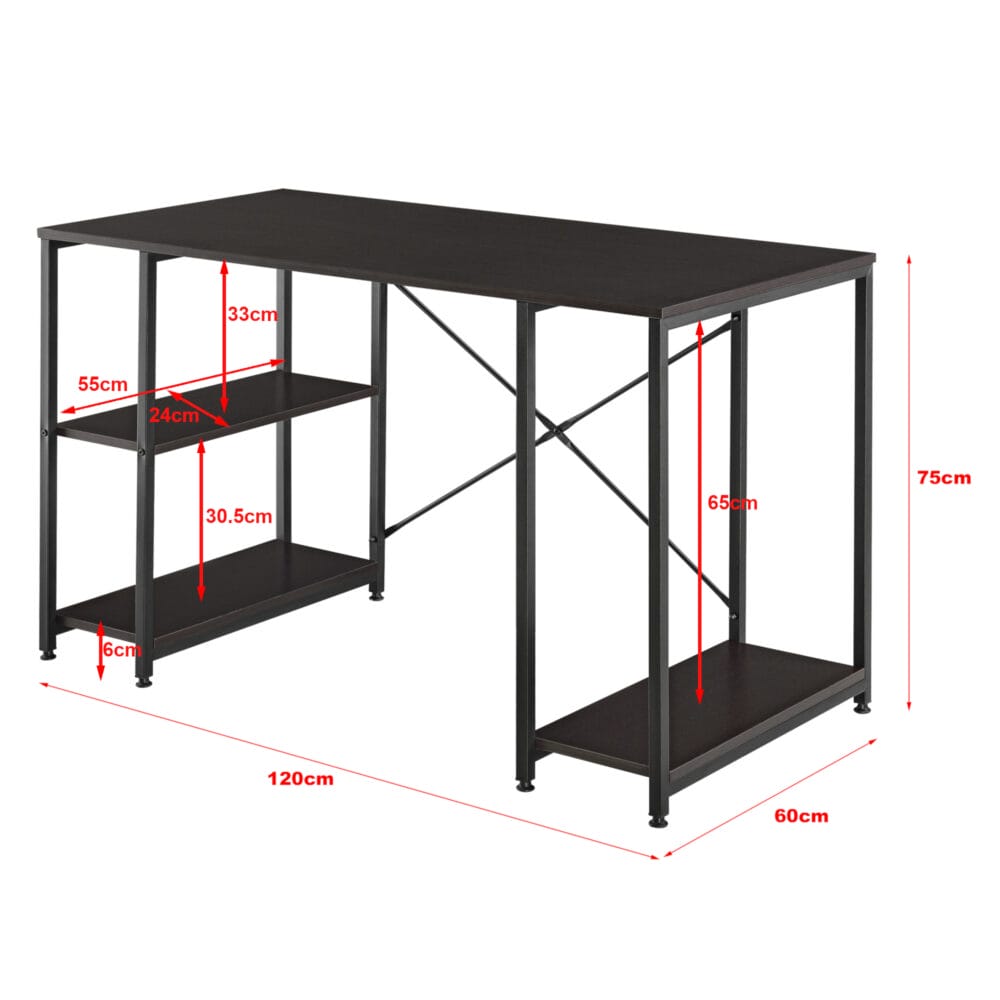 Schreibtisch Aarhus 75x120x60 cm mit 3 Ablagen