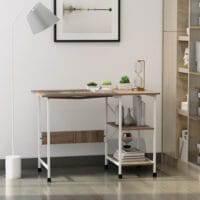 Schreibtisch Bürotisch Mobiler Computertisch mit Rollen 107x55x76cm