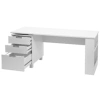 Schreibtisch Bürotisch mit Schubladen und Regal 150x60cm weiss