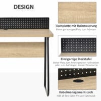 Schreibtisch Bürotisch mit Stecktafel Kabelmanagement-Loch 110x48x90cm
