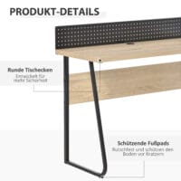 Schreibtisch Bürotisch mit Stecktafel Kabelmanagement-Loch 110x48x90cm