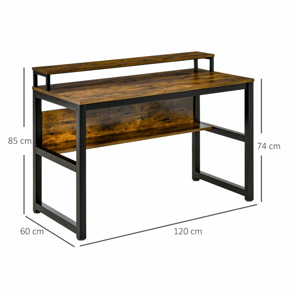 Schreibtisch Computertisch mit Ablage Rustikal Braun 120x60x85cm