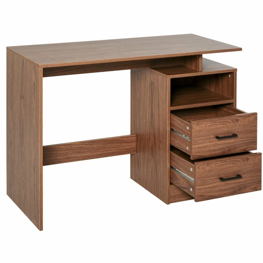 Schreibtisch Computertisch mit Ablagen 2 Schubladen107x48x76.2cm