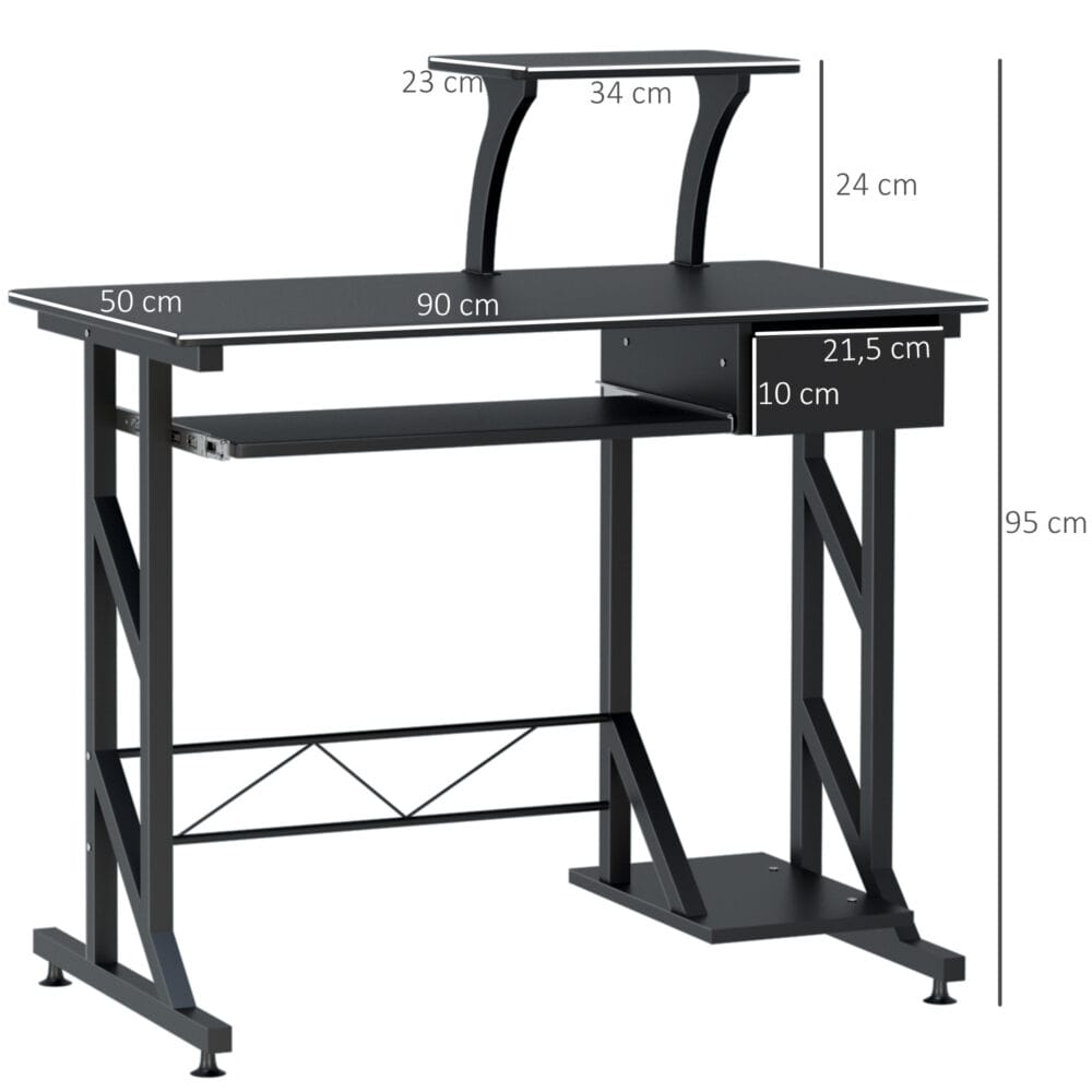 Schreibtisch Computertisch mit Schubladen 90x50x95cm