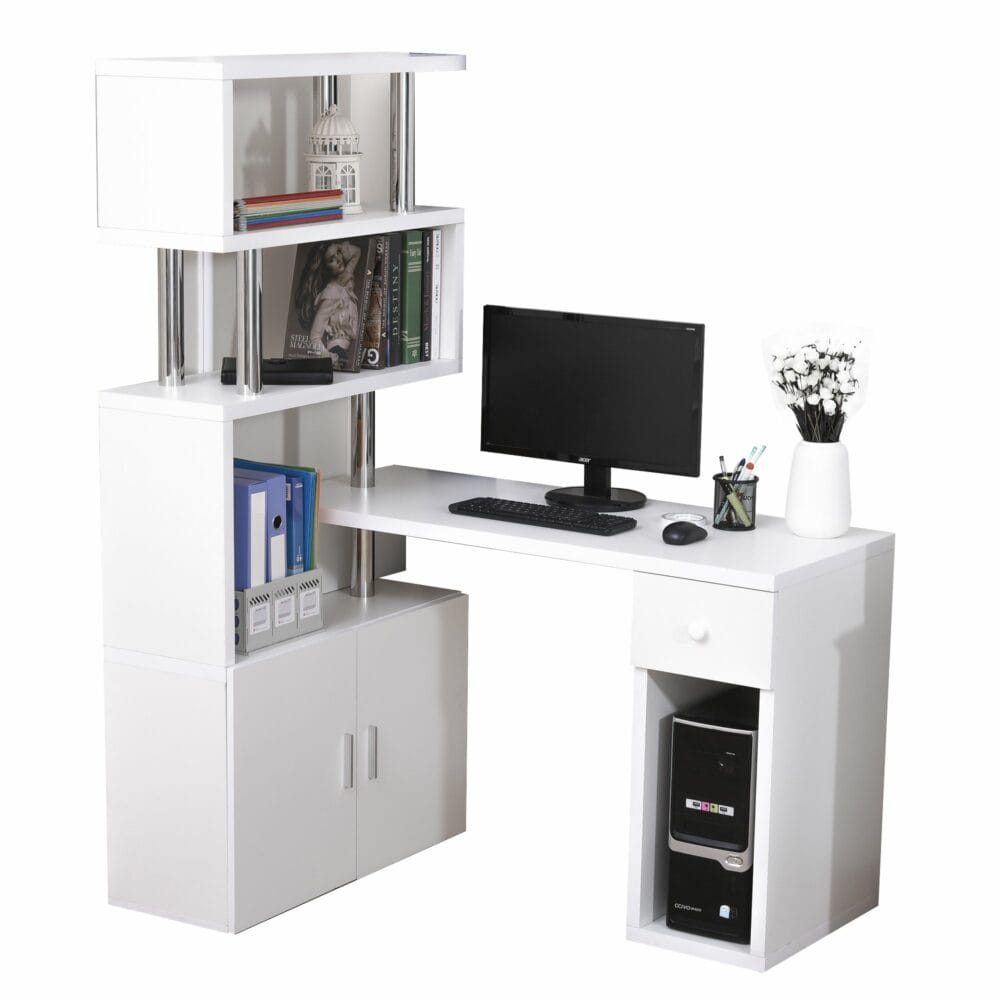 Schreibtisch Eckschreibtisch mit Bücherregal und Schublade 120x80x164cm