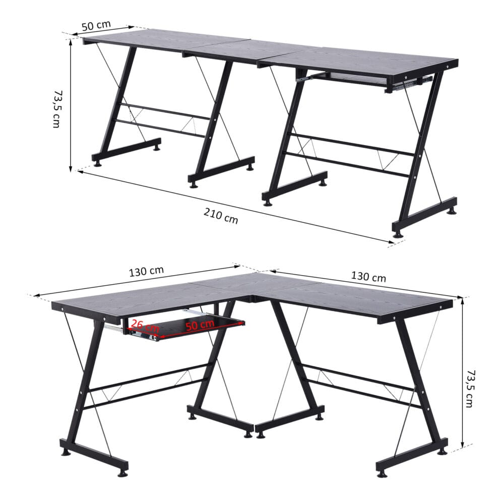 Schreibtisch Flexible Eck-Schreibtisch 210x50x73.5cm