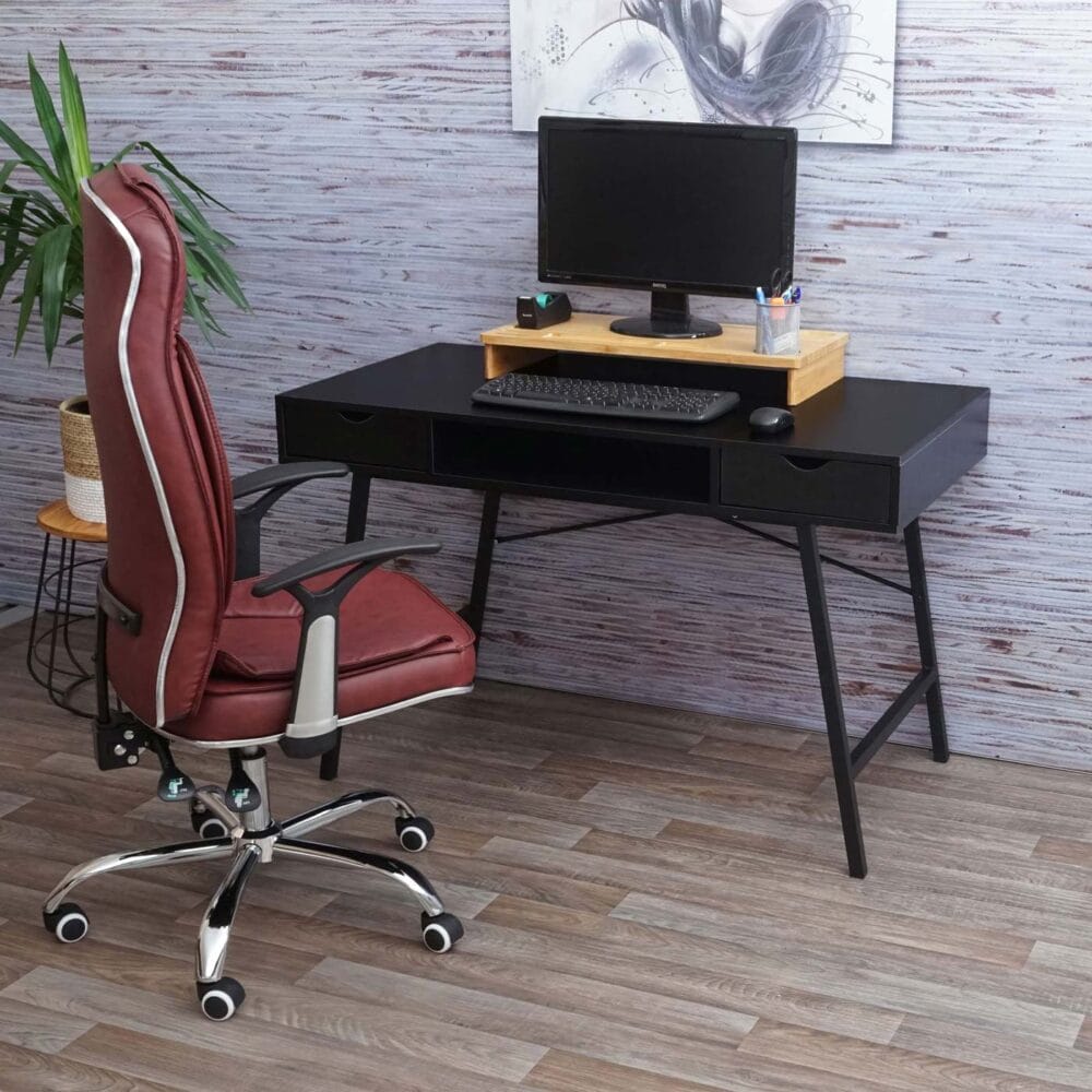 Schreibtisch HWC-E92 Bürotisch Computertisch 3D-Struktur 120x60xcm schwarz