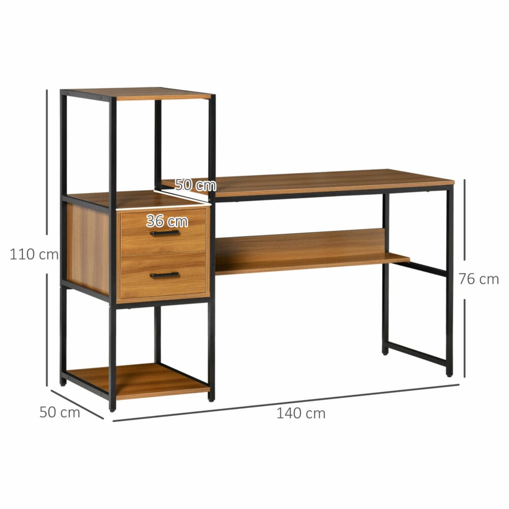 Schreibtisch Industriell mit 2 Schubladen 140x50x110cm