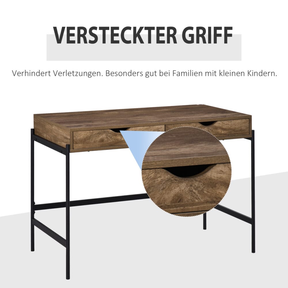 Schreibtisch Industriestil mit Schubladen 110x55x75cm