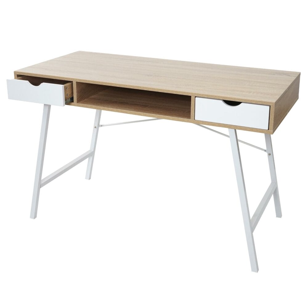 Schreibtisch Konsolentisch 3D-Struktur 120x60cm naturbraun weiss