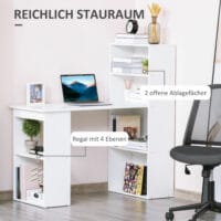 Schreibtisch Küchentisch mit Regal weiss 120x55x120cm