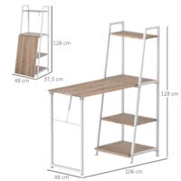 Schreibtisch klappbar mit 4 Etagen Bücherregal 106x48x128cm