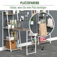 Schreibtisch klappbar mit 4 Etagen Bücherregal 106x48x128cm