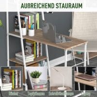 Schreibtisch klappbar mit 4 Etagen Bücherregal 106x48x128cm
