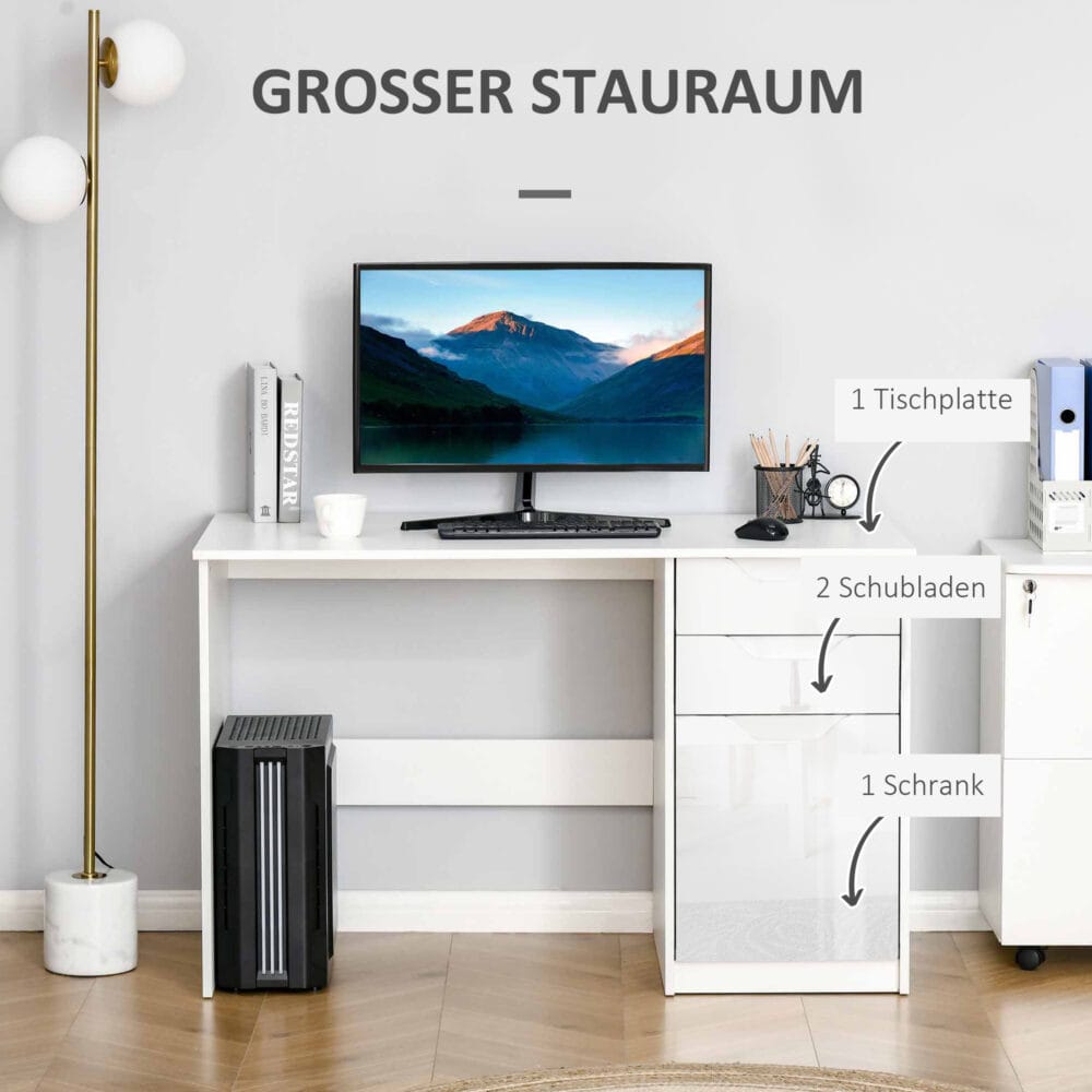 Schreibtisch mit 2 Schubladen 120x60x76cm