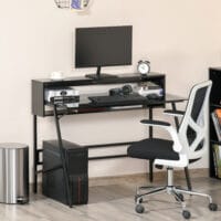 Schreibtisch mit Glasplatte und Ablagen modern 115x55x90cm