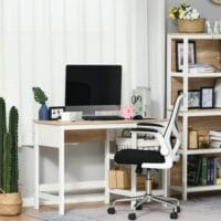 Schreibtisch mit Regal Bürotisch Natur+Weiss 110x48x76.2cm