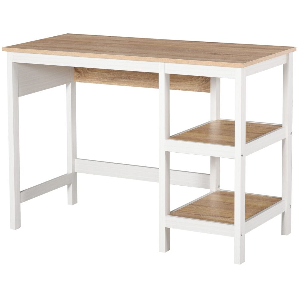 Schreibtisch mit Regal Bürotisch Natur+Weiss 110x48x76.2cm