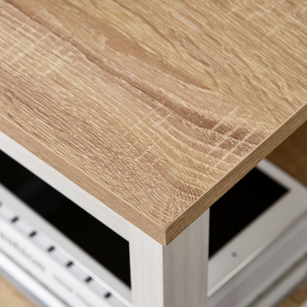 Schreibtisch mit Regal Bürotisch Natur+Weiss 110x48x76.2cm