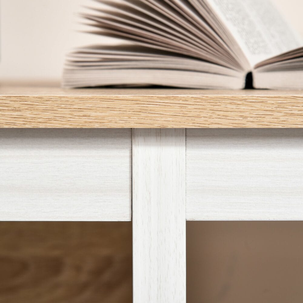 Schreibtisch mit Regal Bürotisch Natur+Weiss 110x48x76.2cm