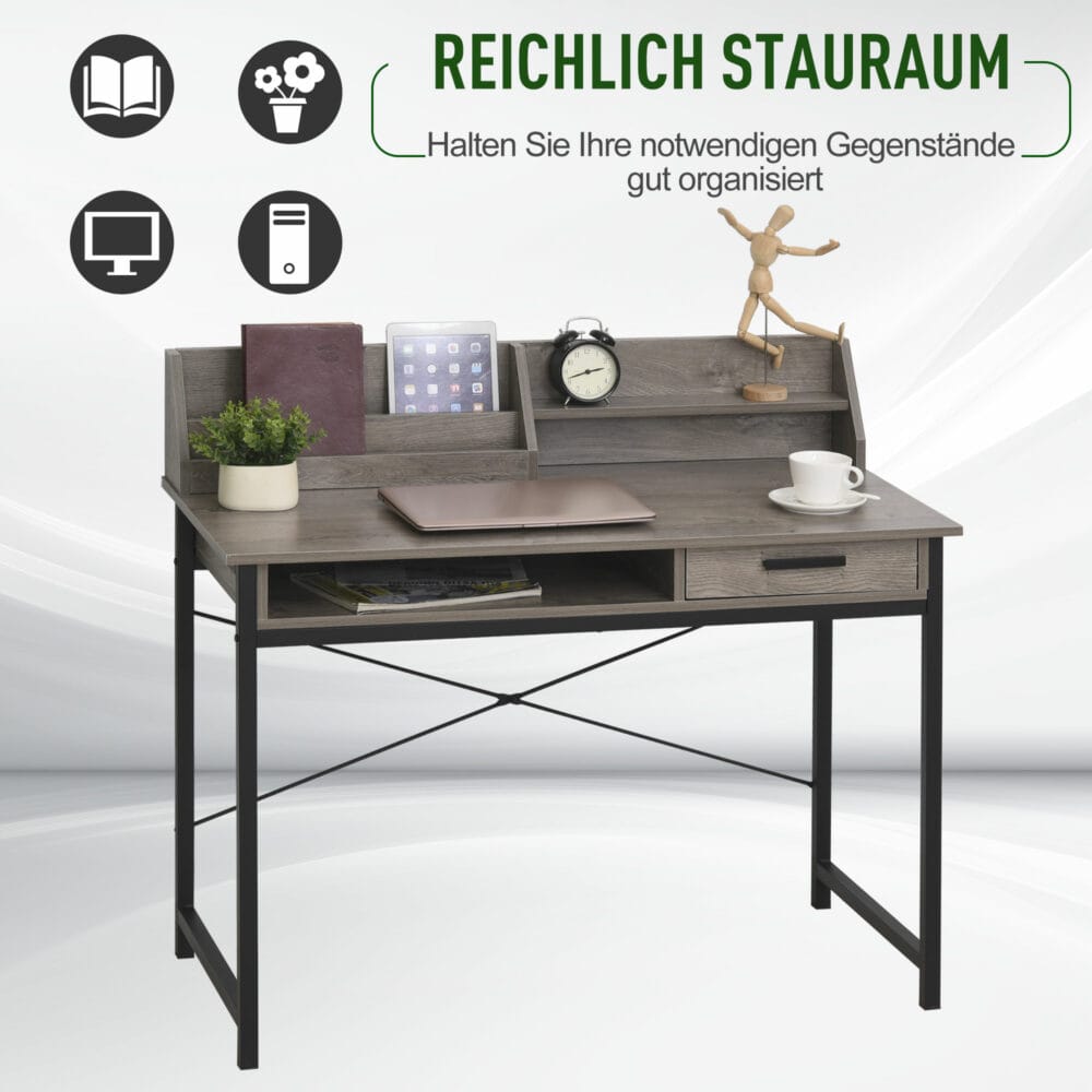 Schreibtisch mit Regal Schublade Computertisch 106x53x95cm