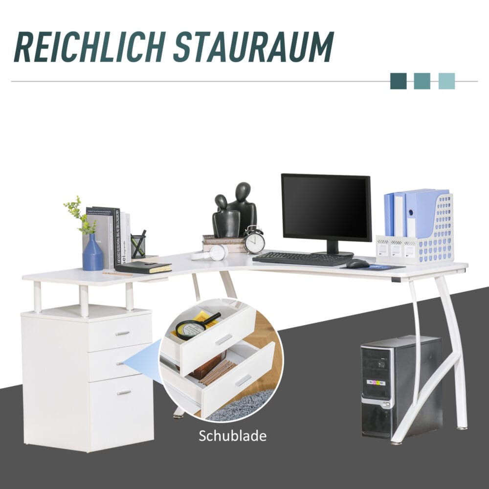 Schreibtisch mit Schubladen Eck-Schreibtisch 143.5x143.5x76cm