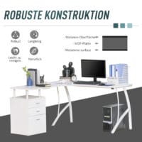 Schreibtisch mit Schubladen Eck-Schreibtisch 143.5x143.5x76cm