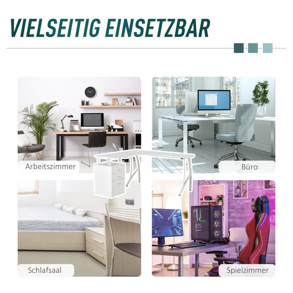 Schreibtisch mit Schubladen Eck-Schreibtisch 143.5x143.5x76cm