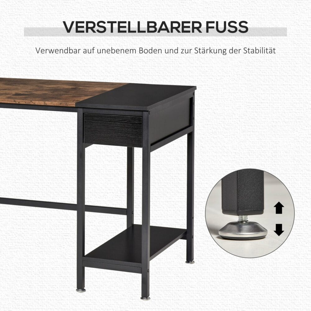 Schreibtisch mit extra Ablage Braun Schwarz 120x60x75cm