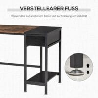 Schreibtisch mit extra Ablage Braun Schwarz 120x60x75cm
