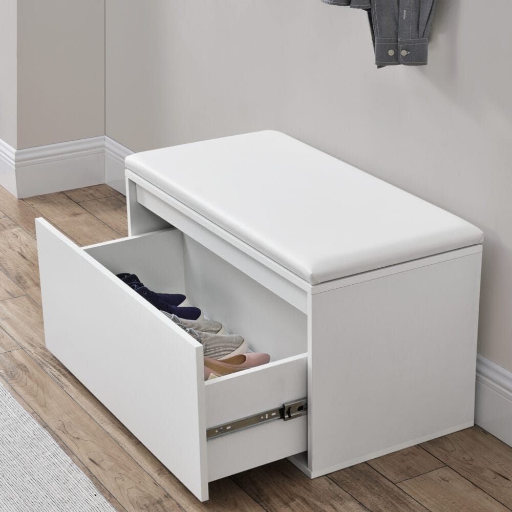 Sitzbank Degerfors 80x39x45cm mit Schublade Weiss