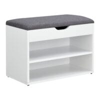 Schuhbank Sitzbank Schuhregal Gentofte 60x30x46cm Weiss/Grau