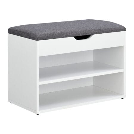 Schuhbank Sitzbank Schuhregal Gentofte 60x30x46cm Weiss/Grau