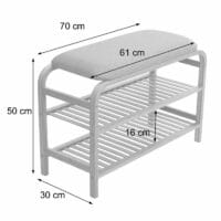Schuhregal Peach Sitzbank Polsterbank mit Kissen Bambus 50x70x30cm