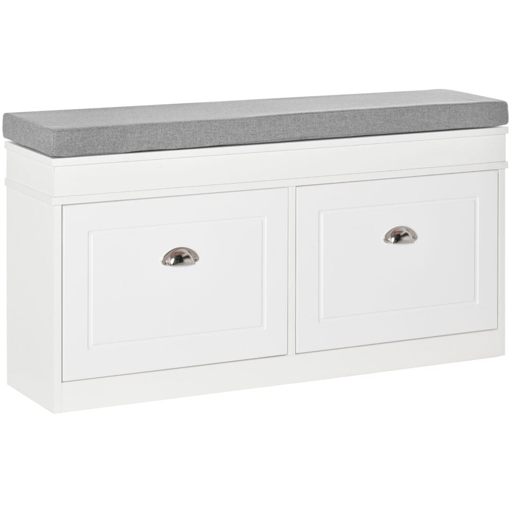 Schuhregal Schuhbank Schuhkipper mit Polster Weiss