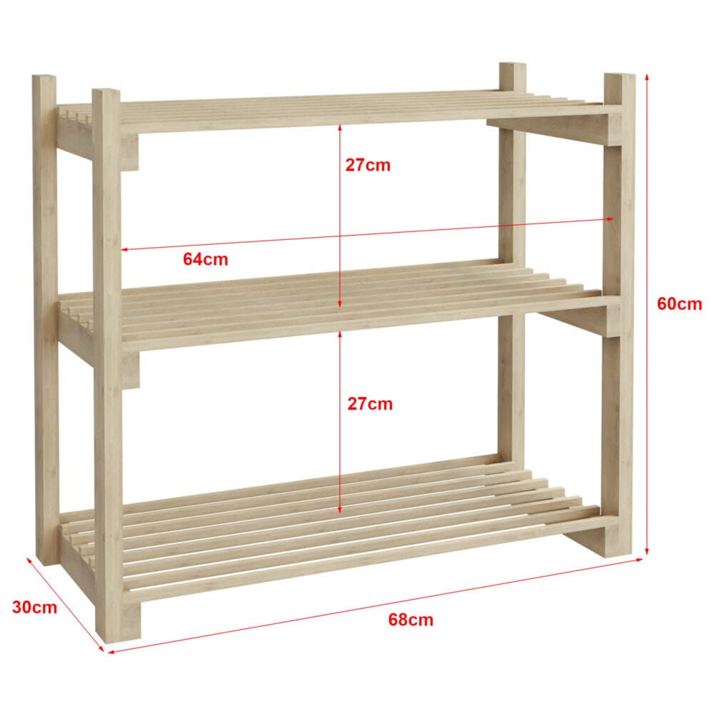 Schuhregal Them mit 3 Ablagen Kiefernholz
