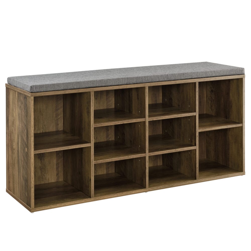 Schuhregal Leonidas 103x30x48 cm mit Polstersitzbank 10 Fächer